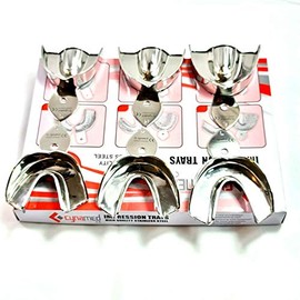 Dental Impression Trays 6 Small, Small, Medium, Large-Non Perforated (Solid)-German Stainless Steel Set of 6-Cynamed