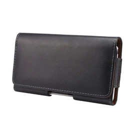DFV mobile - Belt Bag Genuine Leather Holster Case with Horizontal Belt Loops for Yinke Yk6701 (2021) - Black