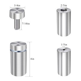 Osring 3/4 x 4 Inch Wall Standoff Sign Holder, Standoffs Screw Mounting Acrylic Panel Hardware, Stainless Steel Advertising Nails for Plexiglass and Picture, 12 Pack