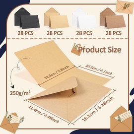 Siumir Set of 56 Blank Folding Cards A6 with Matching C6 Envelopes, Blank Folding Cards, Four Colours Creative Folding Cards for Designing, Labelling or Printing