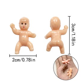 HAIKING Mini Plastic Babies, 60 Pcs Ice Cubes Game Tiny Babies for Baby Shower Party, Full Moon Gifts, Party Decoretions (Dark Brown, Latin, Pink)