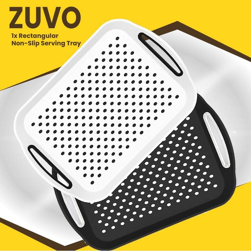 Zuvo Anti-Slip Food Serving Tray with Handles (Set of 2)