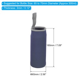 PATIKIL 65mmx180mm Water Bottle Sleeve, 4 Pack Neoprene Insulated Bottle Bag Holder Carrier Pouch with Finger Strap, Navy Blue