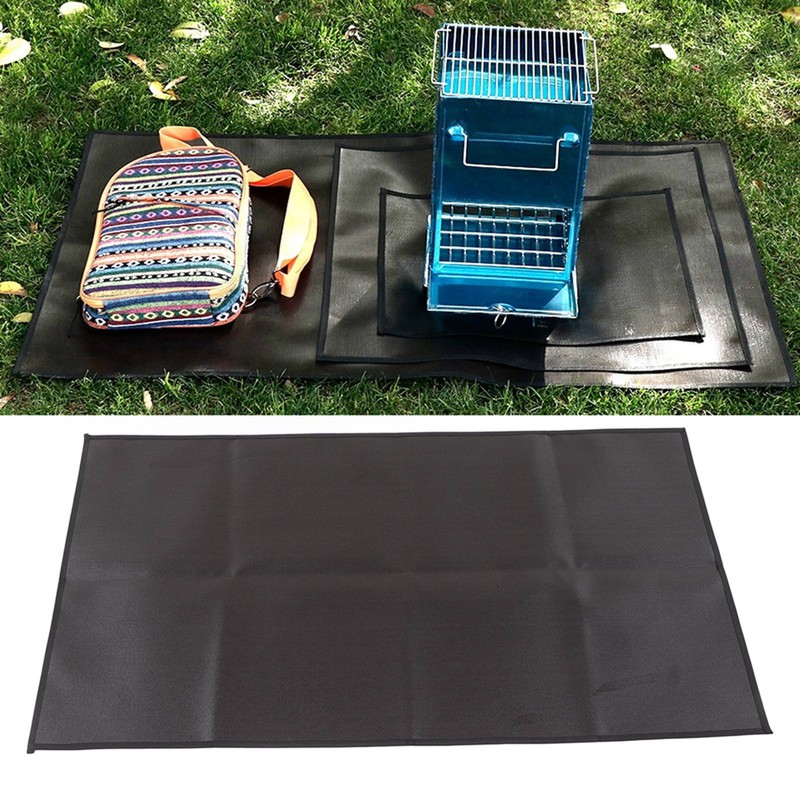 Grill Mat Fireproof Heat Resistant Insulated Pad Protector Black for