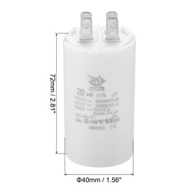 PATIKIL CBB60 20uf Running Capacitor,2Pcs AC 450V 4 Pins 50/60Hz Double Insert Cylinder Bottom for Air Conditioning,Water Pump,Fan Motor Star 74 x 40mm