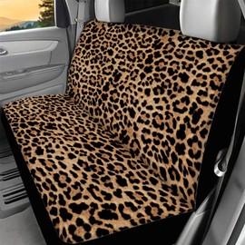 Forchrinse Leopard Print Car Seat Cover for Bench Seat,Fashion Back Seat Cover Rear Bench Seat Protector Universal Fit Cars,Trucks,SUV,Sedan,2pcs