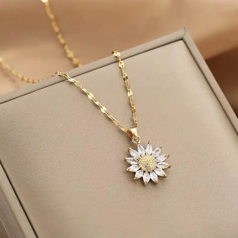 TENDER LIHOME Juego Collar Y Aretes De Girasol Diamantado Cadena