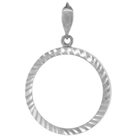 Sterling Silver Quarter Dollar Bezel 24 mm Coins Prong Back Diamond Cut 25 Cent Coin NOT Included