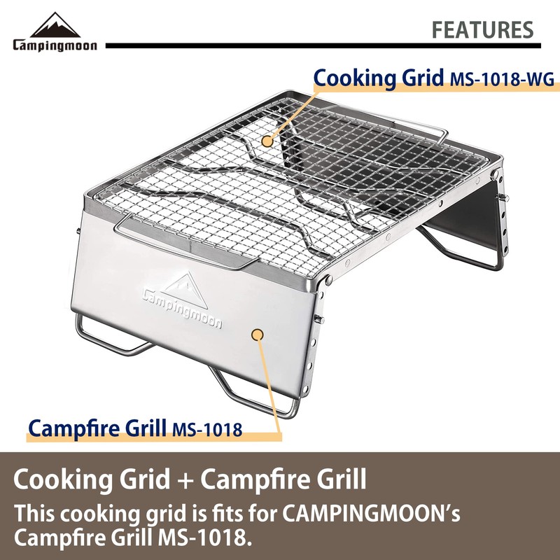 CAMPINGMOON Cooking Grid for Portable Campfire Grill Stainless Steel MS-1018-WG