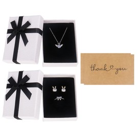 Nideen 2Pcs Jewellery Gift Boxes 9× 7× 3cm Necklace Earring Box with Lid(White and Black)