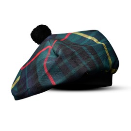 Scottish Hat Tam o Shanter Scottish Bonnet Tartan hat Acrylic Wool with Pompom, Hunting Stewart, One Size