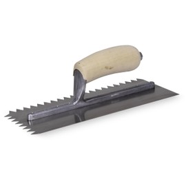 MARSHALLTOWN QLT Notched Trowels - Riveted (11 x 4-1/2), Wood Handle Material, V-Shaped Notch, 13mm X-Notch Size, 13mm Y-Notch Size, 0mm Z-Notch Size, Made In The USA, NT765