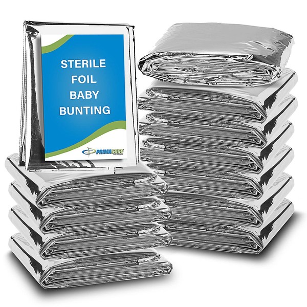 Primacare CB-6835-CS Pack of 12 Sterile Foil Baby Bunting Blankets