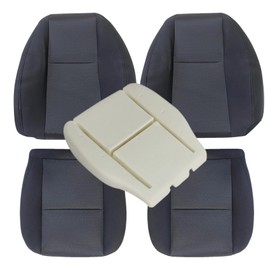 Priprilod Black Cloth Driver & Passenger Bottom Seat Cover & Top Lean Back & Driver Foam Cushion Fit for Chevy Silverado 1500 2500HD 3500HD 2007 2008 2009 2010 2011 2012 2013 2014