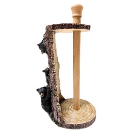 BestGiftEver Freestanding Paper Towel Holder with Decorative Bear Design - Rustic Cabin Kitchen Countertop Décor Featuring a Black Bear Family Climbing on a Tree Trunk - Ideal Gift for Bear Lovers