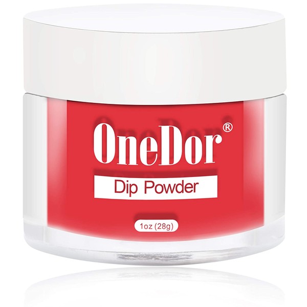 OneDor Nail Dip Dipping Powder â Acrylic Color Pigment Powders Pro Collection System, 1 Oz. (01 - Red)