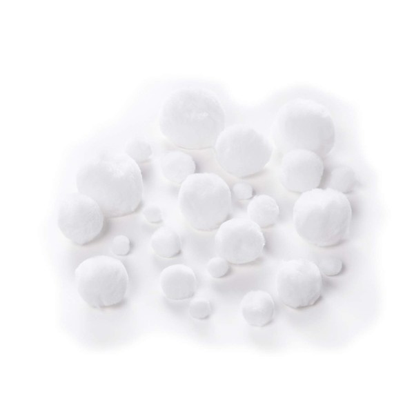 folia 50100 Pompoms, Pack of 100 in White, Assorted Sizes