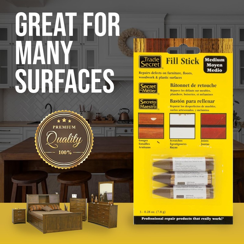 Wood Scratch Repair Fill Stick for Medium Toned Surfaces (Set