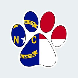 fagraphix North Carolina State Shaped Paw Print Sticker Decal Self Adhesive Dog Cat Pet Puppy 1.25" Wide