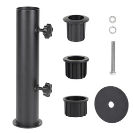efuturetime Parasol Stand Parasol Sleeve Black Parasol Stand Stand Tube Parasol Holder Adjustable with 3 PVC Reducing Rings Diameter 28/38/48 mm