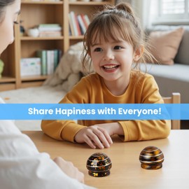 MAGICYOYO 1.54'' Kinetic Desk Toy Ball - Metal Fidget Spinner for Anxiety & ADHD Relief, Optical Illusion Spinning Toys for Adults, Kids, Parents - Ideal Gift for Office & Home (39MM, Black Golden)