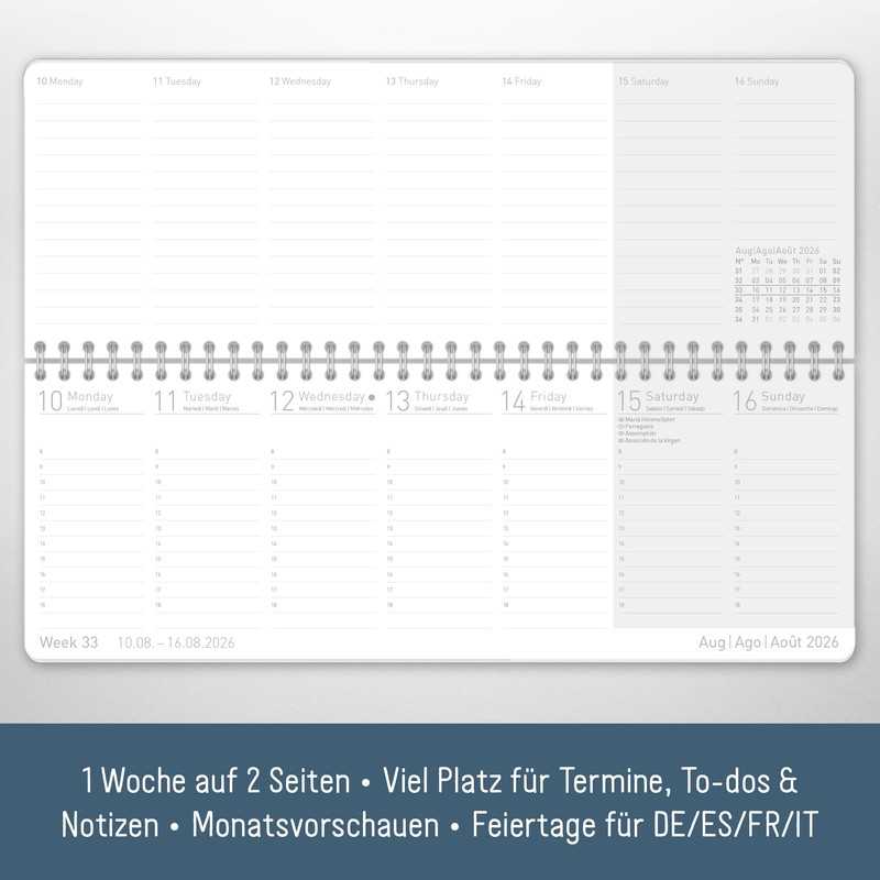 Häfft® International Weekly Desk Calendar 2026 Landscape "Black Edition" 1