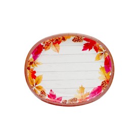 Thanksgiving Party Supplies Bundle for 12 People: Oval Dinner Plates, Dessert Plates, Napkins, Tablecover (Harvest Leaves)