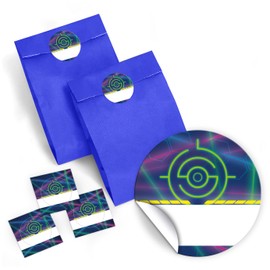 12 Gift Bags / Dark Blue + 12 Stickers + 12 Bookmarks + 12 Notepads Laser Day Party Bags Children's Birthday Girls Boys Adults