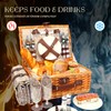 Wicker Picnic Basket Set for 4 Persons with Waterproof Picnic