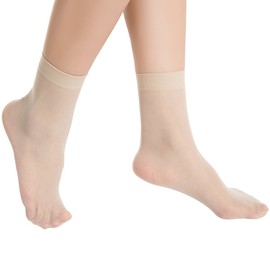 MANZI Women's 12 Pairs Nude Ankle High Socks Nylon 20 Denier