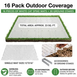PatiencET Outdoor Cat Deterrent Mats 16 Pack 16 x 13 in with Metal Stakes