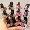 AIXXCUVQ 4x Crystal Stone Braided Hair Clip For Women Anti