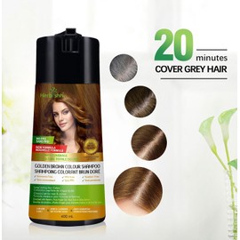 Herbishh Golden Brown 3 in 1 Hair Dye Shampoo 400 ML PPD Free + Dye Defender + Hair Dye Stain Protection for Ears 100 pcs