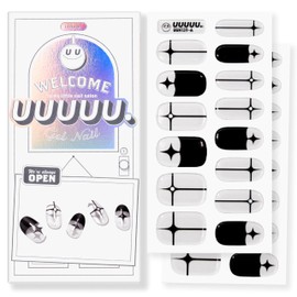 UUUUU. Semi Cured Gel Nail Strips (Spring Collection) - 100% Real Gel, Long-Lasting & Easy to Apply & Remove, works any UV/LED Lamps - Spring 2025, Nail inspo,Nail Art Stickers (UGN123 Stileto)