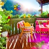 Relaxdays flower windmill, set of 2, decorative garden pinwheel, wind