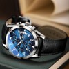 OLEVS Blue Quartz Watches for Men Big Dial Analog Chronograph