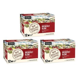 New England Coffee, Breakfast Blend Medium Roast Coffee, 12 Ct K-Cups (3 Pack)