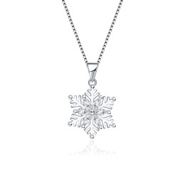 Estrellique Silver Snowflake Jewellery Set for Women, 925 Sterling Silver Snowflake Pendant Necklace & Stud Earrings, Jewellery Set with White Zirconia & 45 + 5 cm Silver Chain, Christmas Gift for