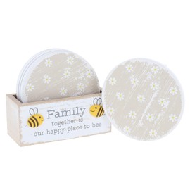 Shudehill Giftware Pebble Bee Set of 6 Coasters - Friends, Family and Home Message (Family)