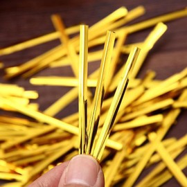 Frcolor 800 Pcs Biny Tie Wrapping Ties 4.7 inches (12 cm) Wire Ties Kraft Paper Twist Ties for Gold Binding Paper Bread Bag Packaging Decorative Material Iron Wire Gold