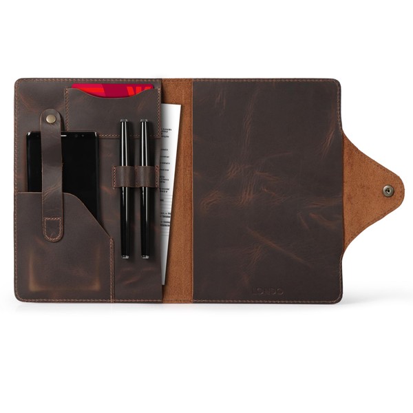 Londo Genuine Leather Portfolio with Notepad and Snap Closure