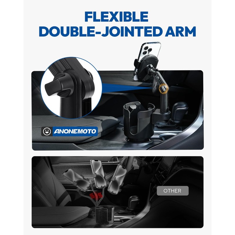 2-in-1 Cup Holder Cell Phone Holder,Adjustable 360° Rotation Universal Phone