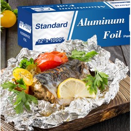 Pony Packaging 12 Inch Aluminum Foil, 1000 FT Aluminum Food Wrap for Baking, Cooking and Grilling, Food Service Tin Foil (12"x1000',1 Count)