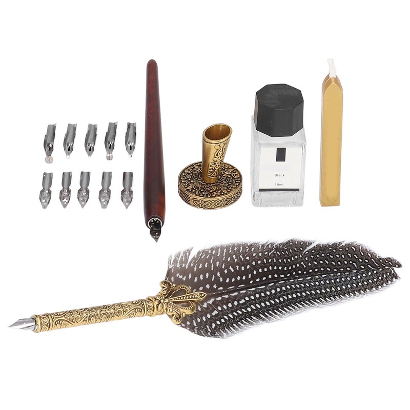 Feather Pen Exquisite Pattern Quaint Texture Comfortable Grip Stainless Steel