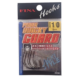 Hayabusa FF210 Worm Hook, Power Wacky Guard, No. 1/0, 5 Pieces, Black Nickel