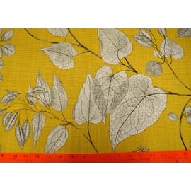 Arboretum Citrine Yellow White Leaves Bugs Print P Kaufmann Fabric