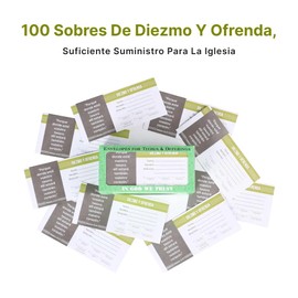 Spanish Church Envelope for Tithes and Offering 100 Count DIEZMO Y OFRENDA Tithes and Offering Envelopes for Church (Green & White)
