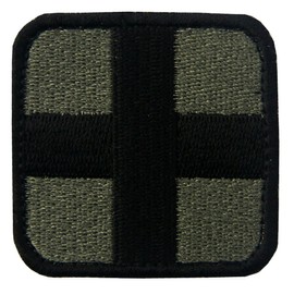 Medic Cross Tactical Embroidered Velcro Patch Olive and Black