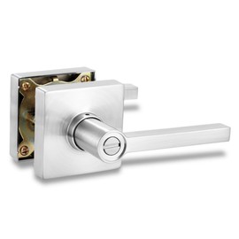 VIZILOK Square Privacy Door Lock, Satin Chrome Finish, V3FS Reversible Lever for Left/Right Door Application, Durable ANSI GRADE2 comp, Ideal for Bedrooms, Bathrooms, and Offices