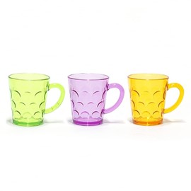 TPBD03950Green Dotted Plastic Cup with Handle Transparent Clear Unbreakable (Green)